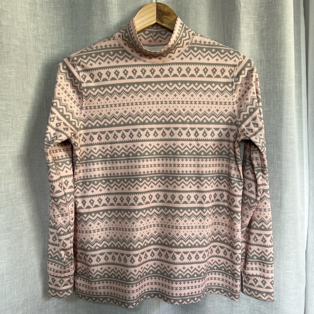 Lands' End Pink and Gray Mick Turtleneck Sweater